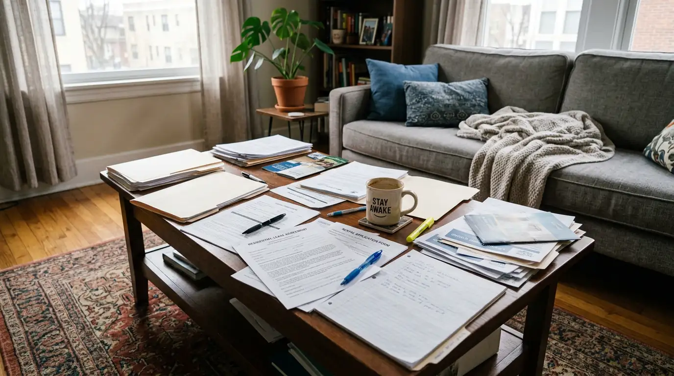 Documentación y contrato de un alquiler vigente listos para revisar